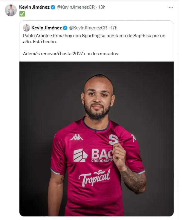 La información de Kevin Jiménez. (X.com)