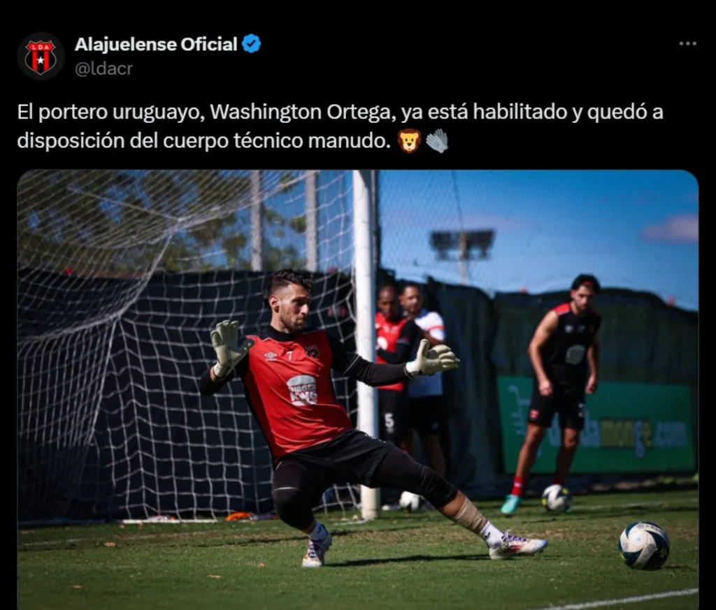 Washington Ortega fue habilitado para jugar con Alajuelense.