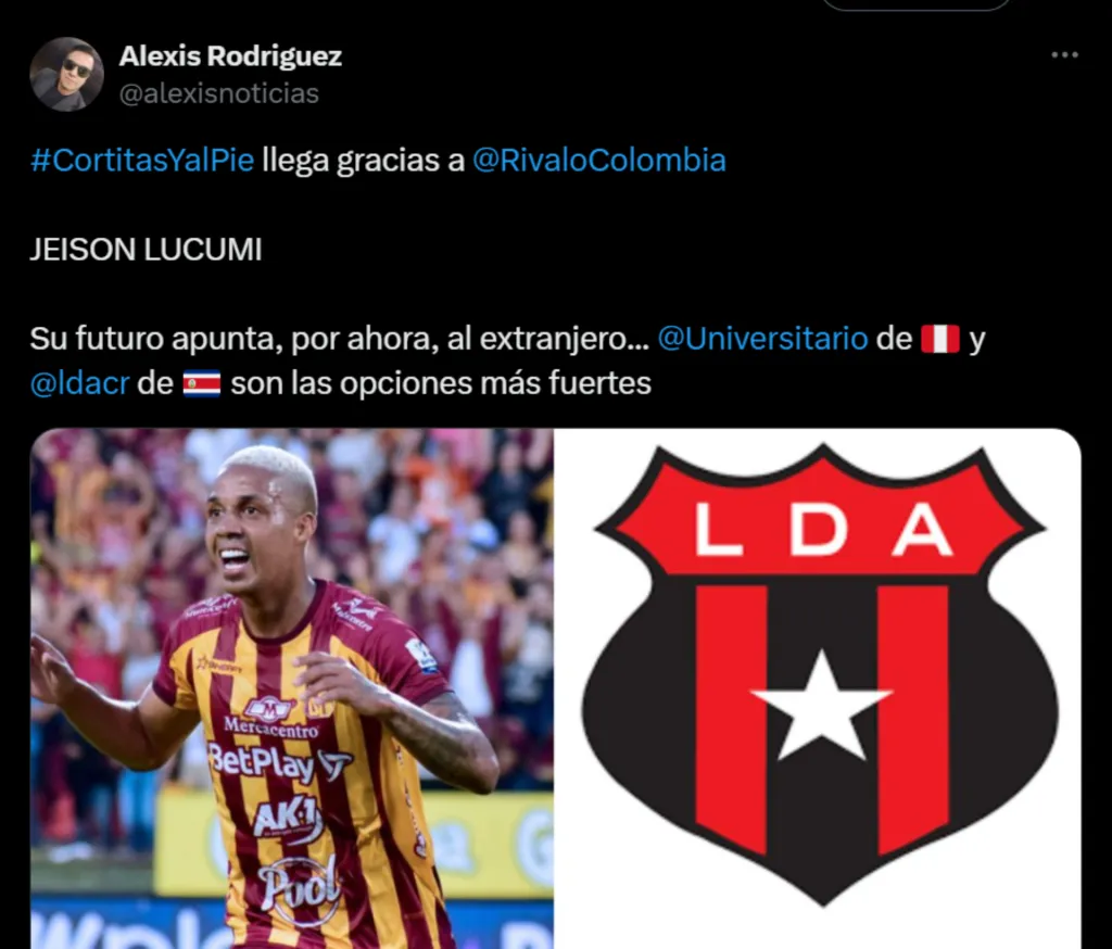 Jeison Lucumi podría jugar en Alajuelense.