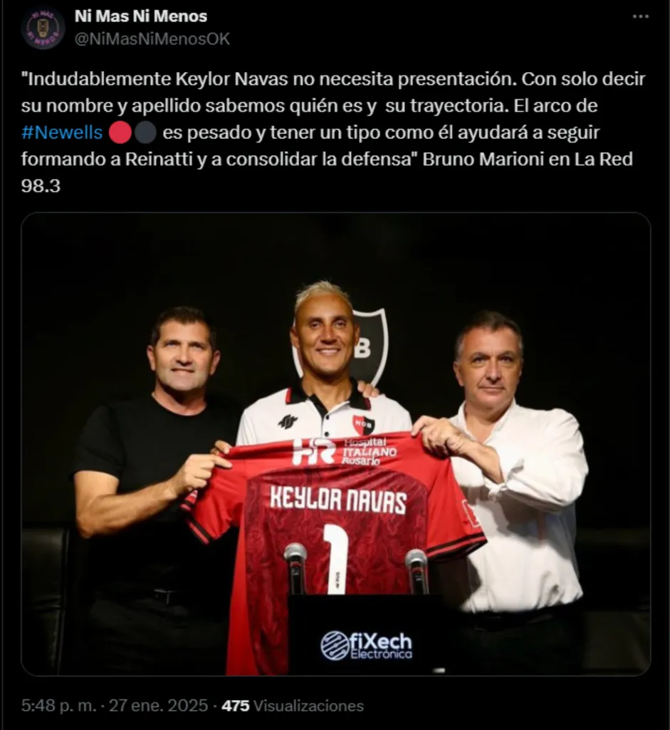 Keylor Navas fue advertido por un ídolo de Newells.