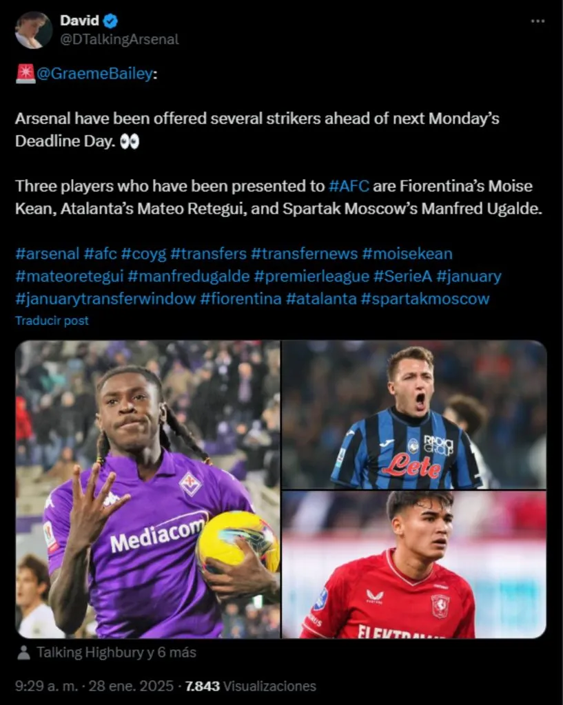 Los posibles delanteros del Arsenal en este mercado.