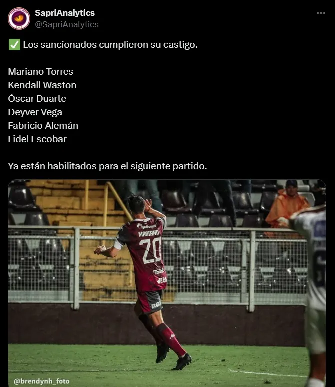 Los jugadores con los que volverá a contar Saprissa.