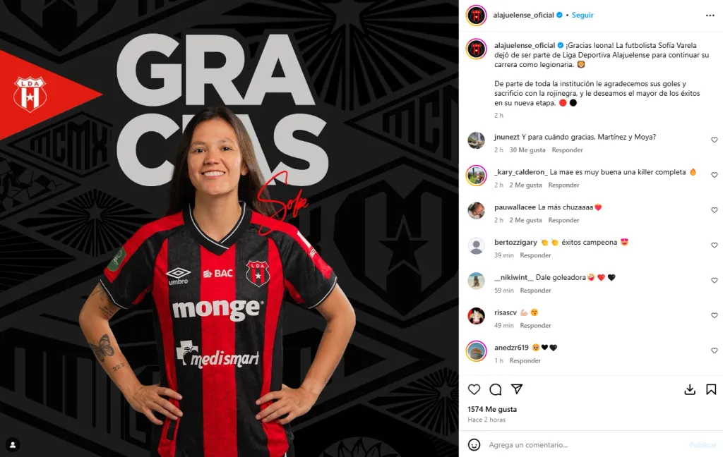 Así la despidió este viernes el club.