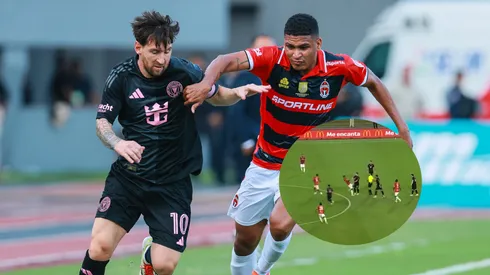 La fuerte entrada sobre Lionel Messi que provocó una bronca en el Inter Miami vs Sporting San Miguelito (Video)