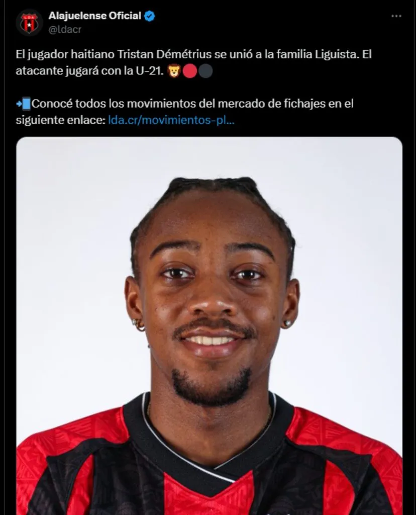 Démétrius es nuevo jugador de Alajuelense.