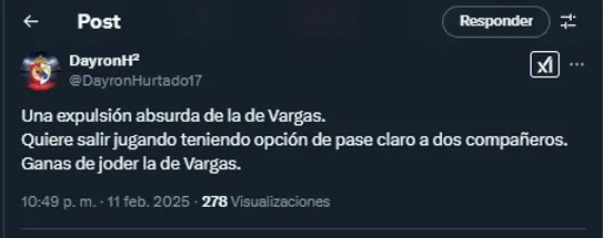 Reacción de fanáticos de Millonarios sobre Juan Pablo Vargas tras su expulsión.