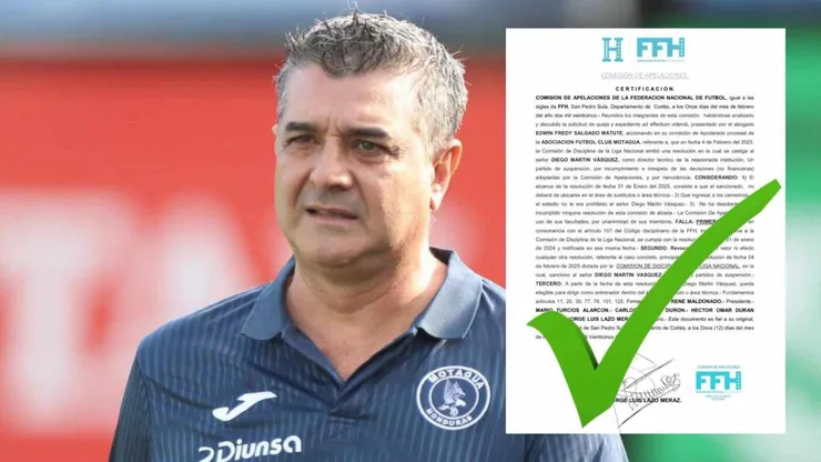 Diego Vázquez ha recibido gran noticia de la Comisión de Apelaciones.