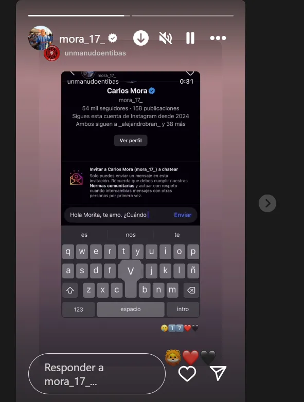 La historia y el mensaje de Carlos Mora (Instagram).