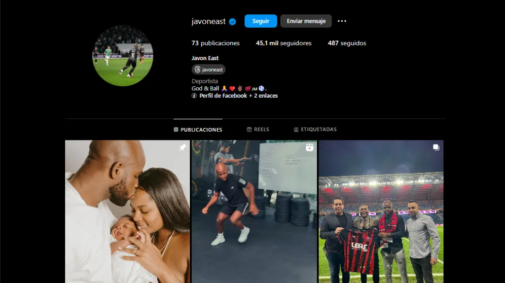 Javon East en su cuenta oficial de Instagram