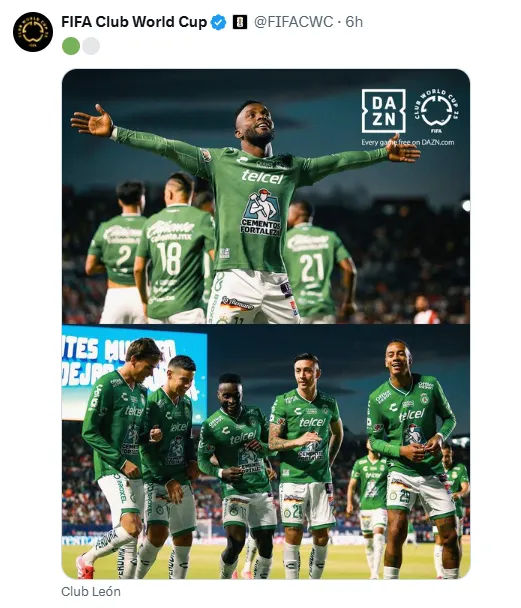 La FIFA felicitó primero al León… (X.com)