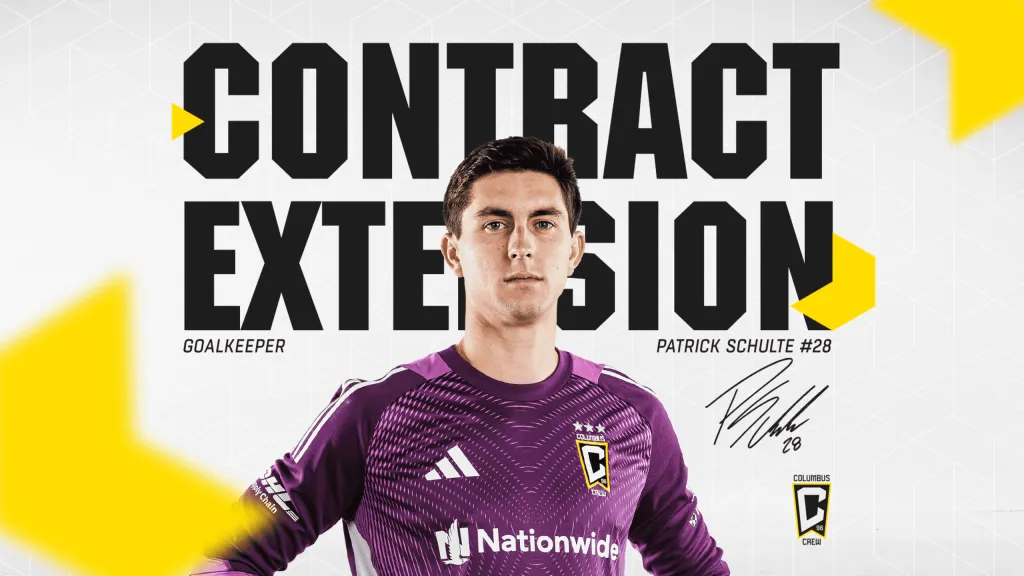 La imagen que publicó Columbus en su página oficial para anunciar la renovación de Schulte.