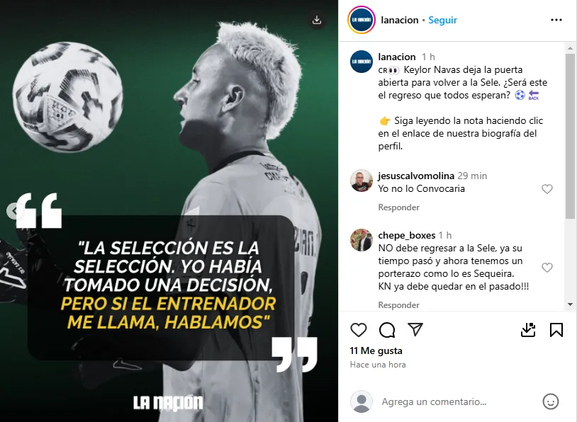 Keylor Navas habló con el diario La Nación. (Instagram)
