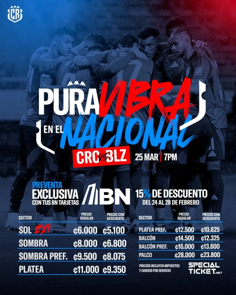 Las entradas para ver el partido de Costa Rica.