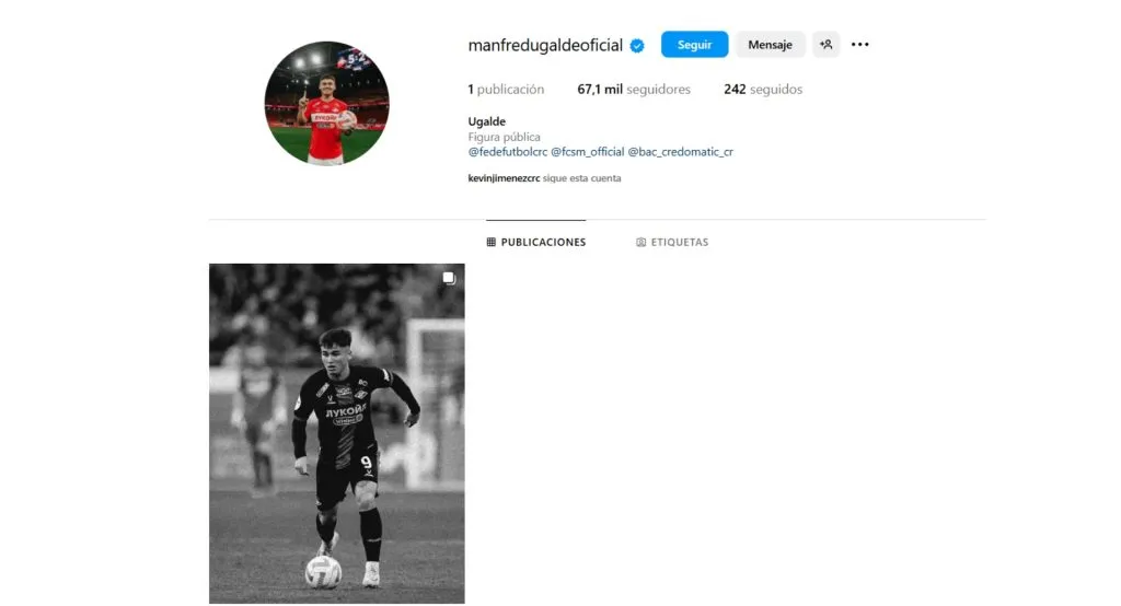 El Instagram de Manfred Ugalde.