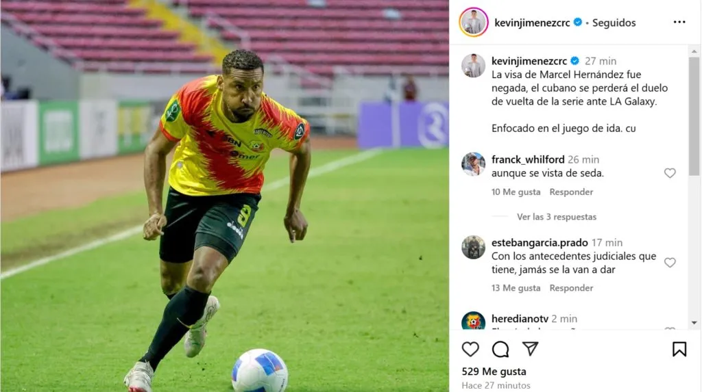 Marcel Hernández no estará en la vuelta ante los Galaxy.