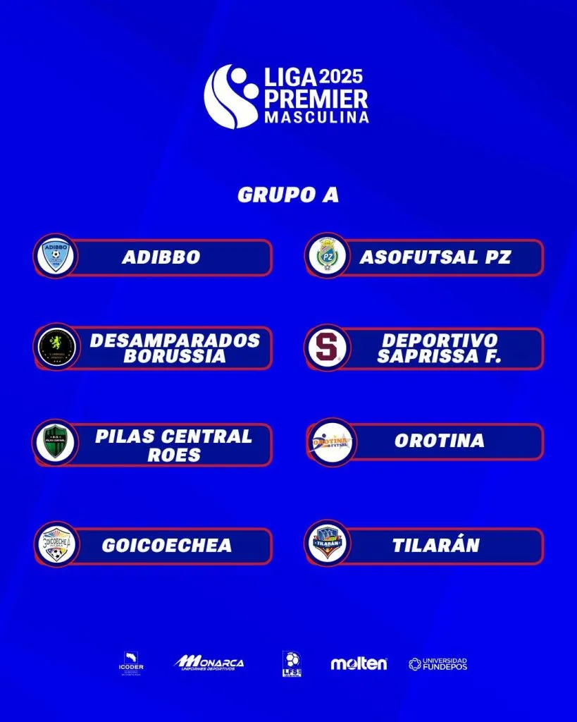 El grupo A de Saprissa en la Liga Premier de Futsal.