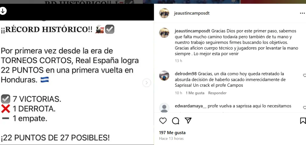 La publicación de Jeaustin Campos (Instagram).