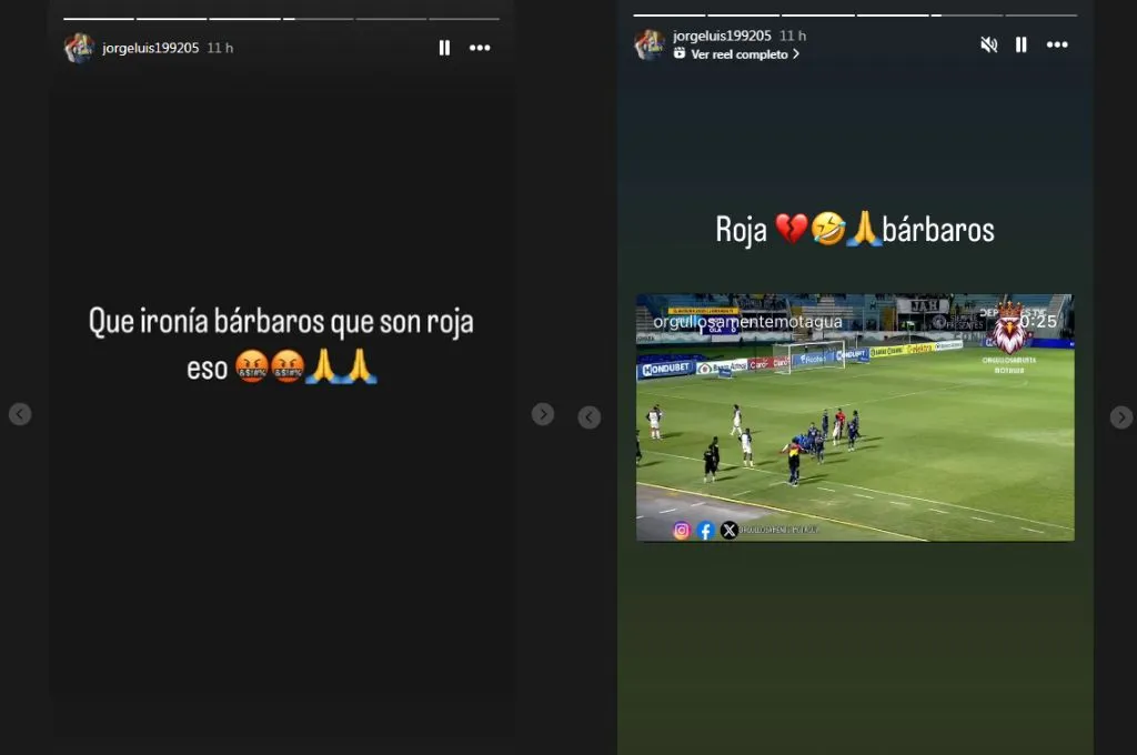 Jorge Serrano no acepta su expulsión ante Olancho FC.
