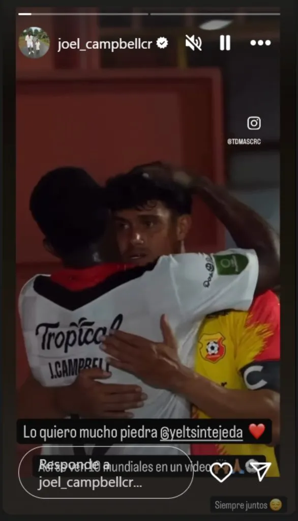 La publicación de Joel Campbell en su cuenta de Instagram.