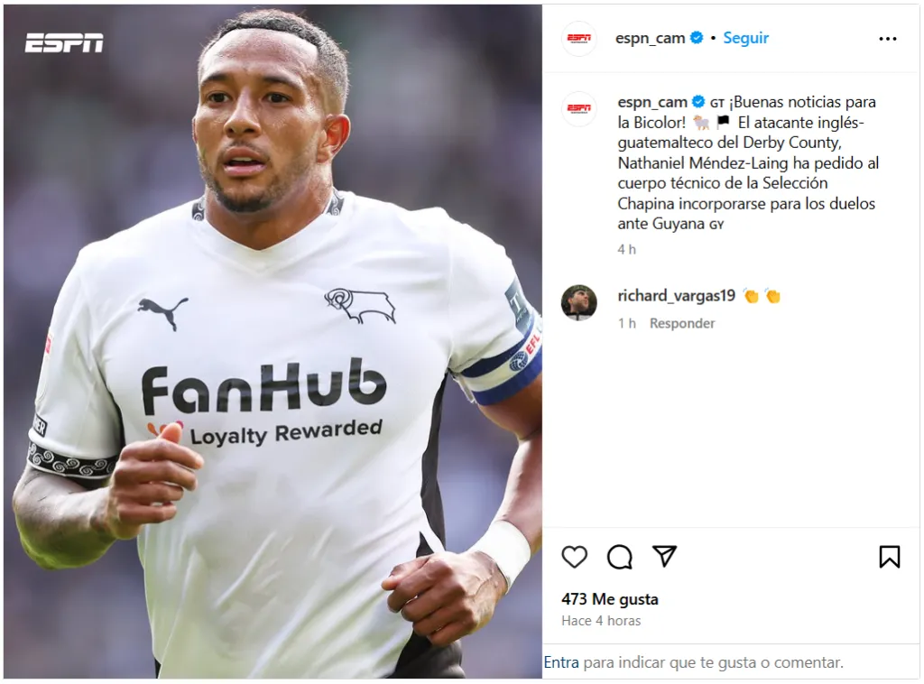 Luis Fernando Tena recibió y valoró el pedido del delantero que juega en el Derby County.