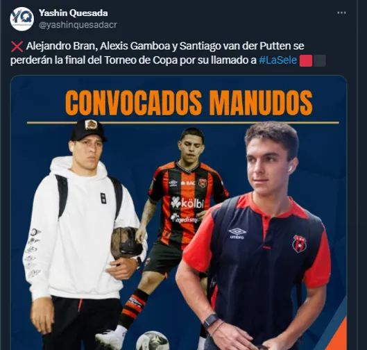 Alejandro Bran, Alexis Gamboa y Santiago van der Putten bajas en la Selección de Costa Rica