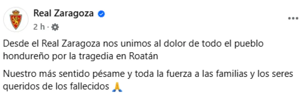 Real Zaragoza dejó este mensaje a Honduras.