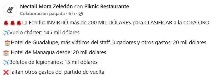 Nicaragua invierte a más no poder para jugar la Copa Oro.