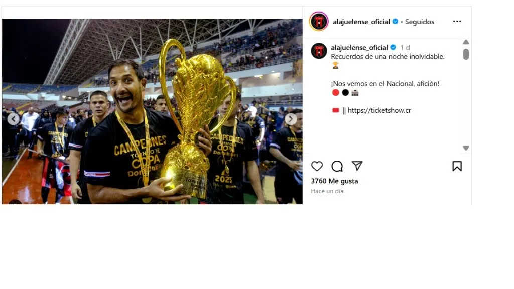 Alajuelense compartió imágenes de los festejos de la final que le ganó a Saprissa.