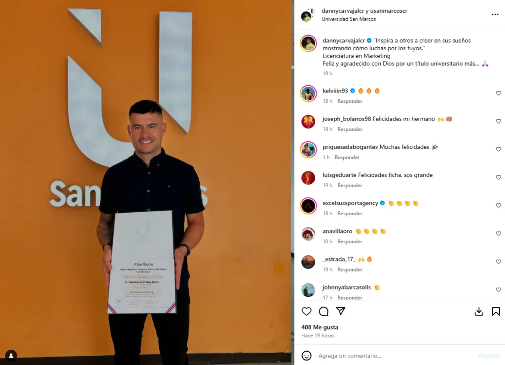 El logro de Danny Carvajal (36 años) que cambia su futuro. (Instagram)