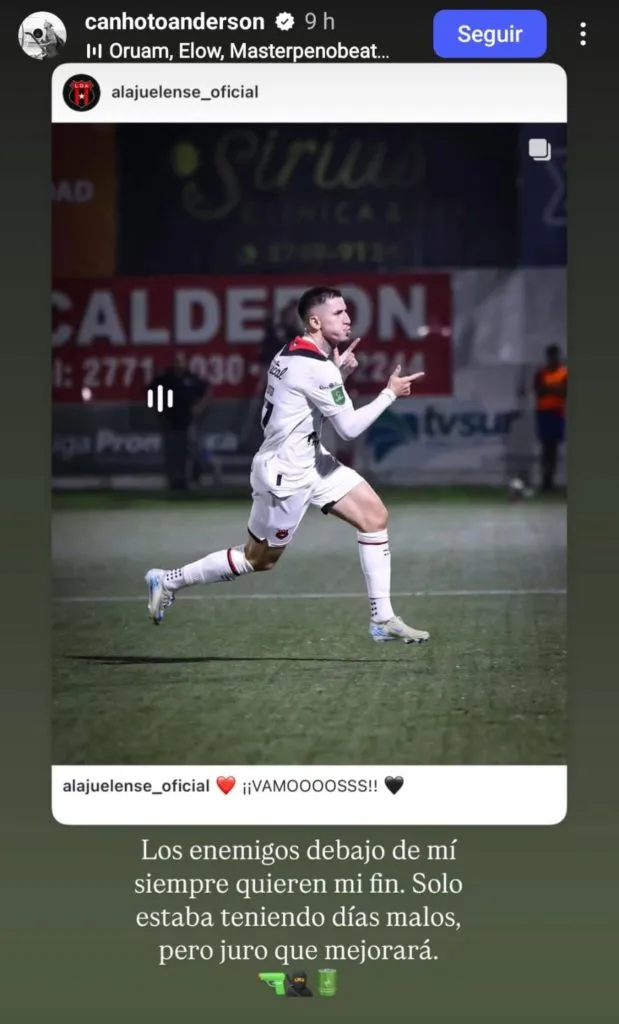 La publicación de Anderson Canhoto en sus redes sociales.