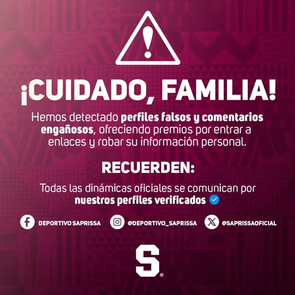 El comunicado que sacó Saprissa sobre la estafa.