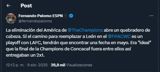 Fernando Palomo en su cuenta oficial de X