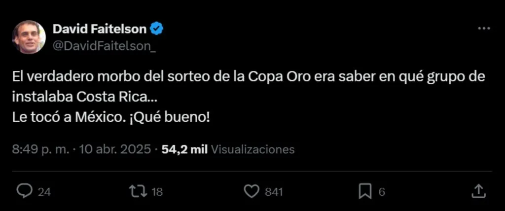 El mensaje de David Faitelson.