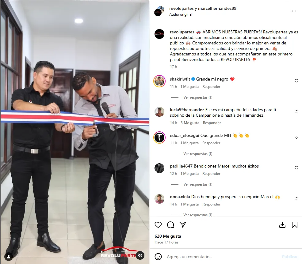 El anuncio de Marcel Hernández en instagram.