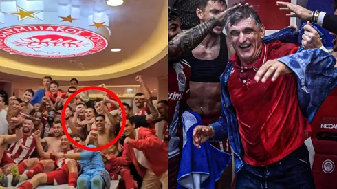 Olympiacos celebró con todo el nuevo título que consiguión en Grecia.