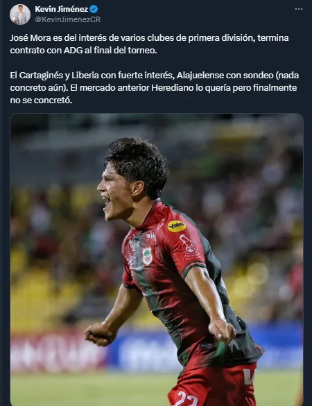 Kevin Jiménez en su cuenta oficial de X.