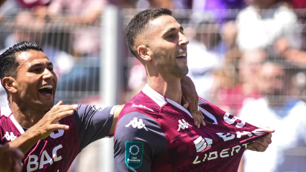 Sabin Merino celebra el gol agónico con el que la “S” rescató un empate 1-1 el pasado 9 de febrero, en el Clásico que Alajuelense había empezado ganando gracias a Canhoto. (Foto: Saprissa)