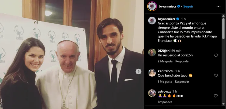 Mensaje de Bryan Ruiz por la muerte del Papa Francisco