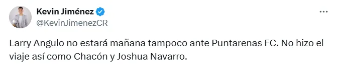 Kevin Jiménez confirma la no convocatoria de Larry Angulo.