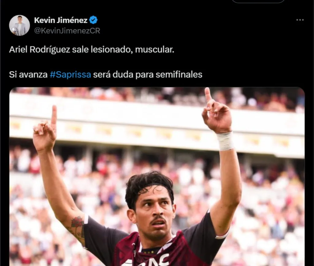 Ariel Rodríguez es duda ante Herediano.