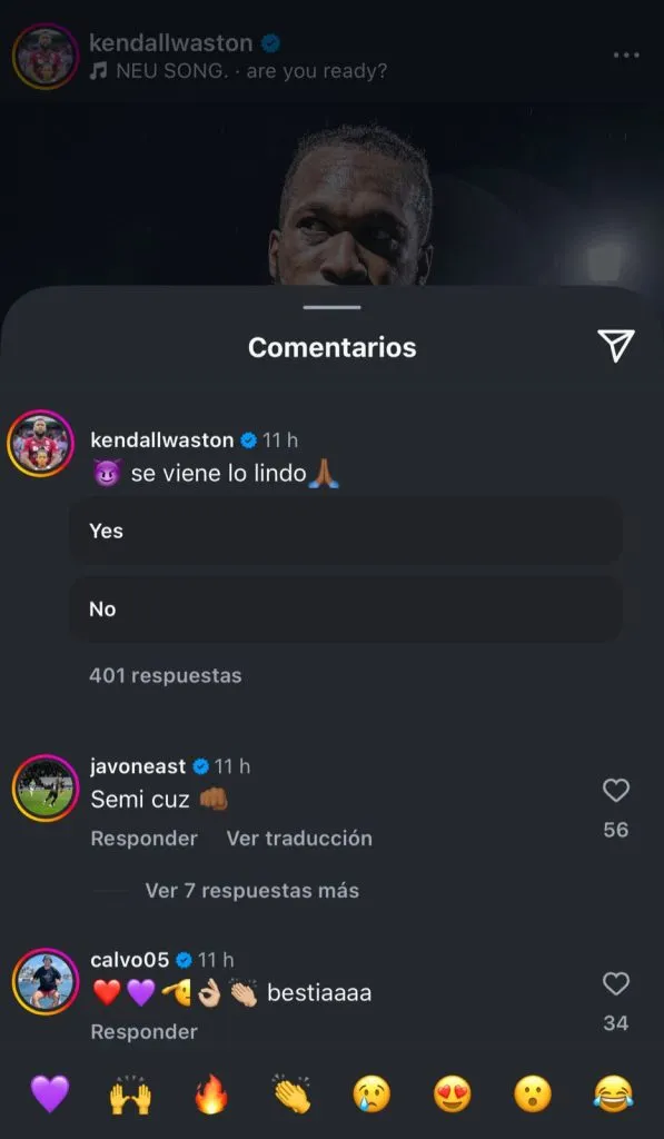 Mensaje de Javon East en redes sociales