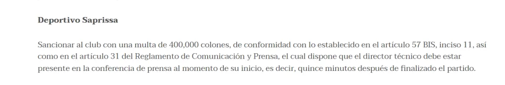 El informe del Tribunal Disciplinario no perdonó a Saprissa (Fedefútbol).