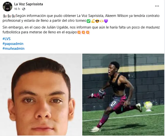 Akheem Wilson es la gran promesa de la cantera del Saprissa. (Facebook)