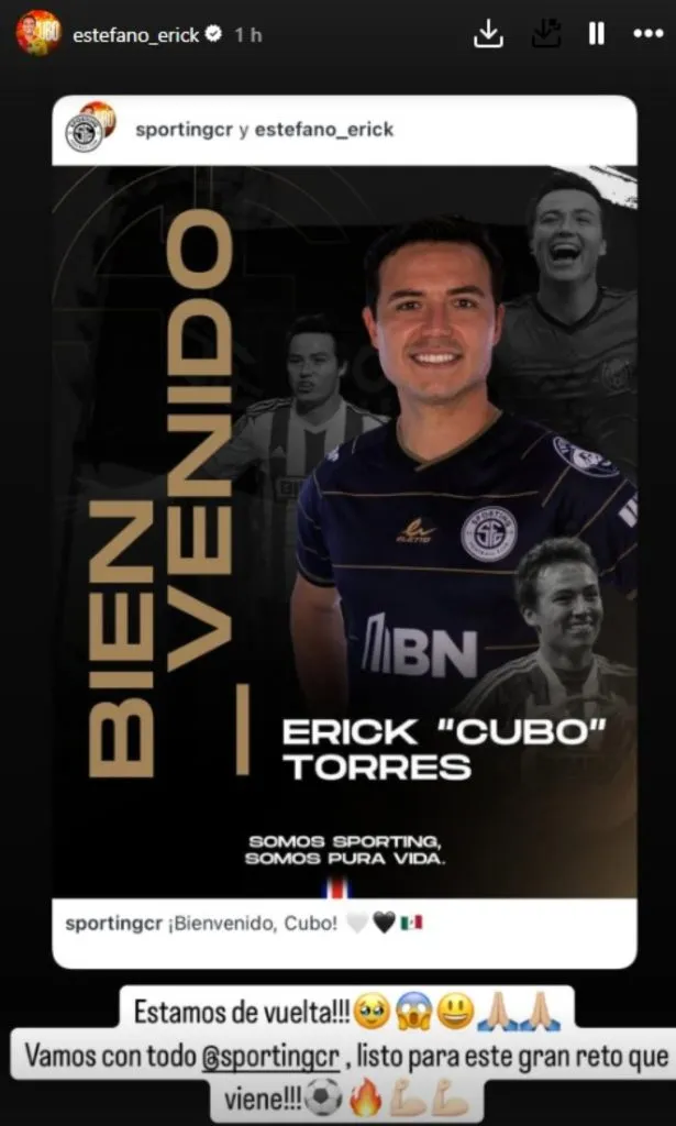 La publicación de Cubo Torres en sus redes sociales.