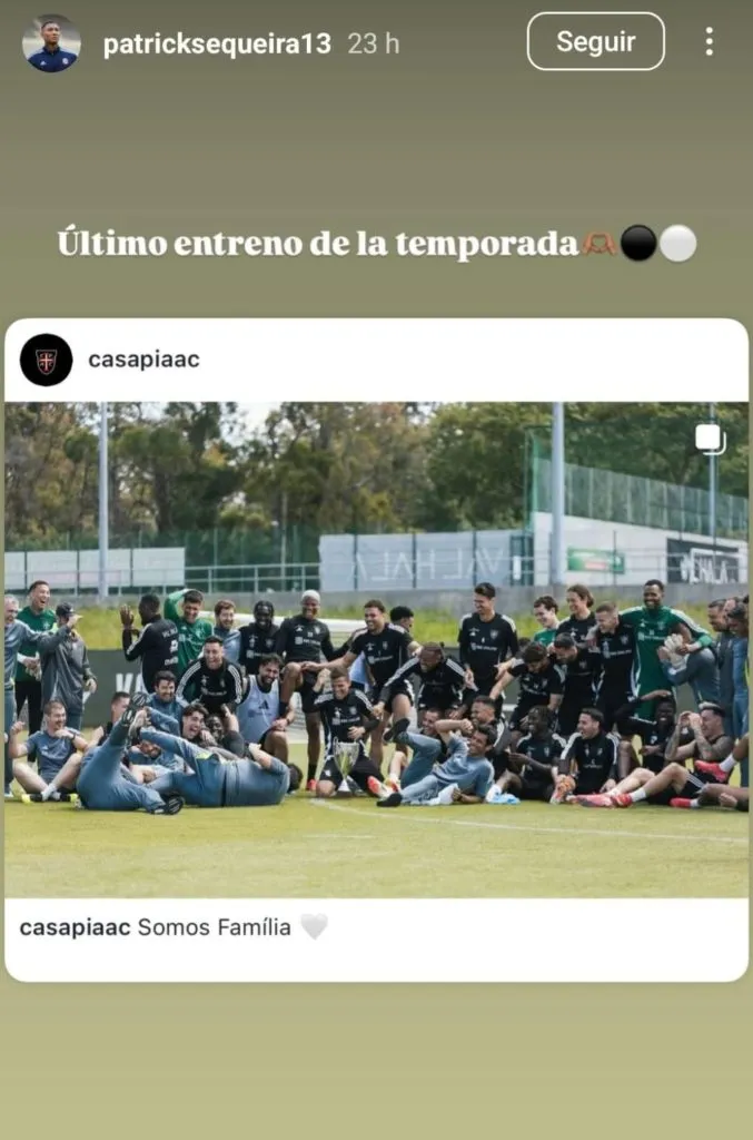 El posteo de Patrick Sequeira.