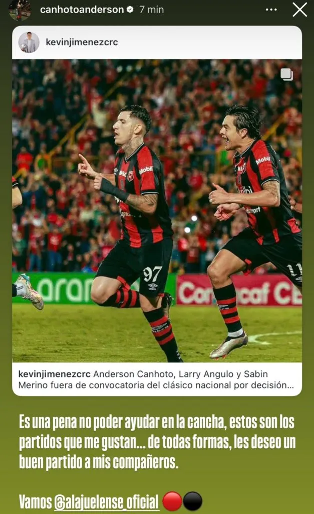 La respuesta de Canhoto (Instagram).