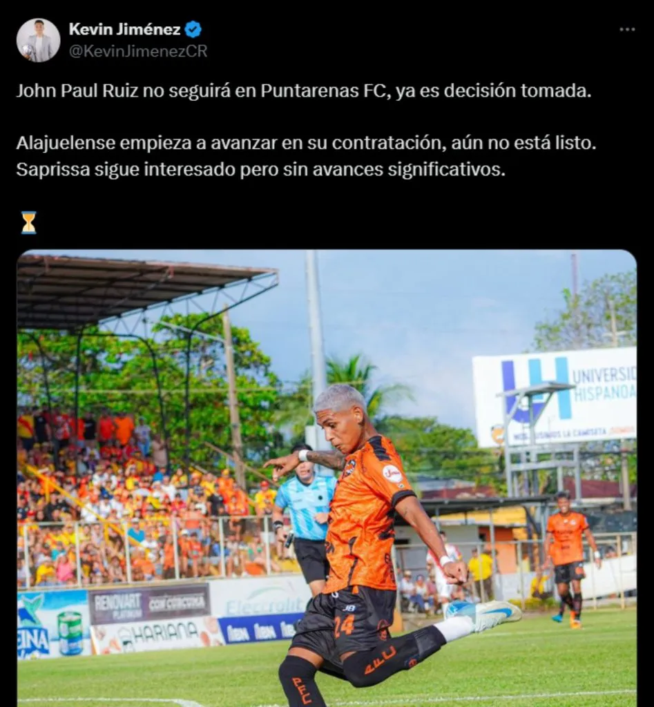 John Paul Ruiz podría ser refuerzo de Alajuelense.