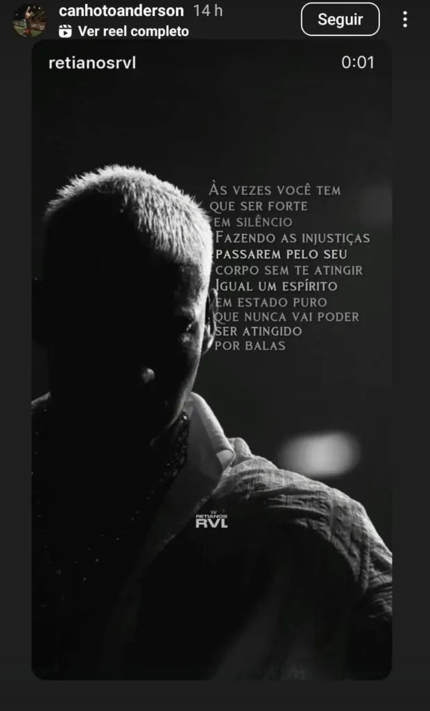 La publicación de Anderson Canhoto en sus redes sociales.