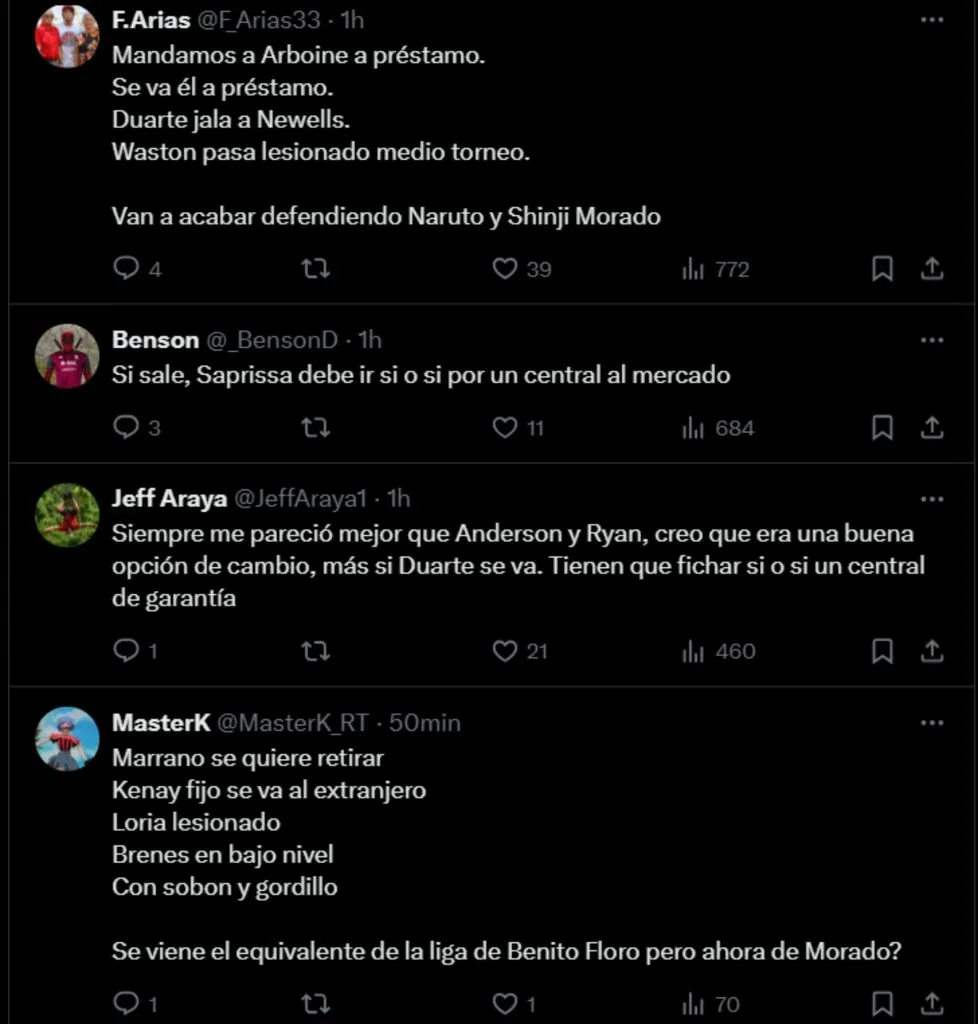 Algunos comentarios de los aficionados de Saprissa.