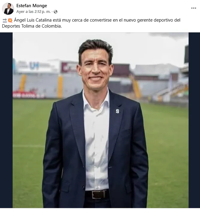 Ángel Catalina tiene destino colombiano. (Facebook)
